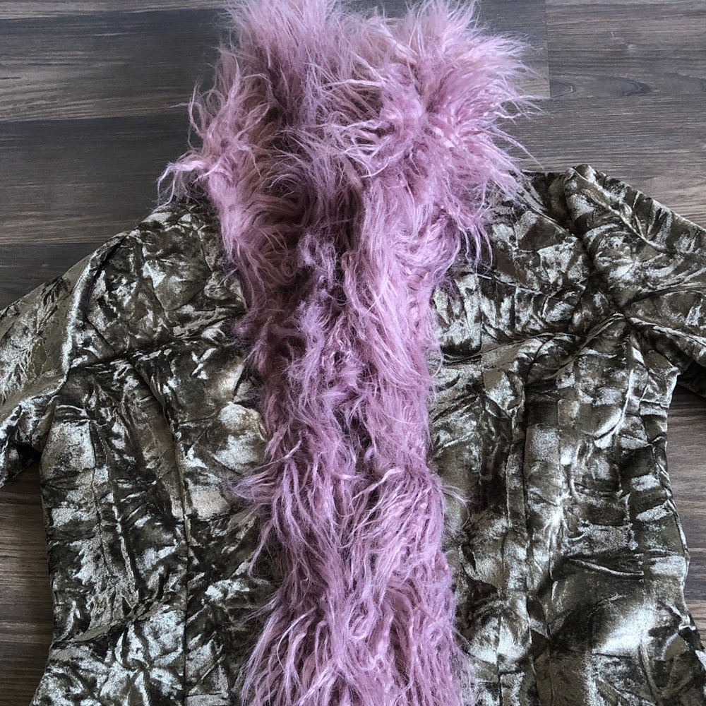 Widow Art Magic Crushed Velvet Faux Fur Trim Jacket Witchy Witchcore Y2K - Picture 3 of 15